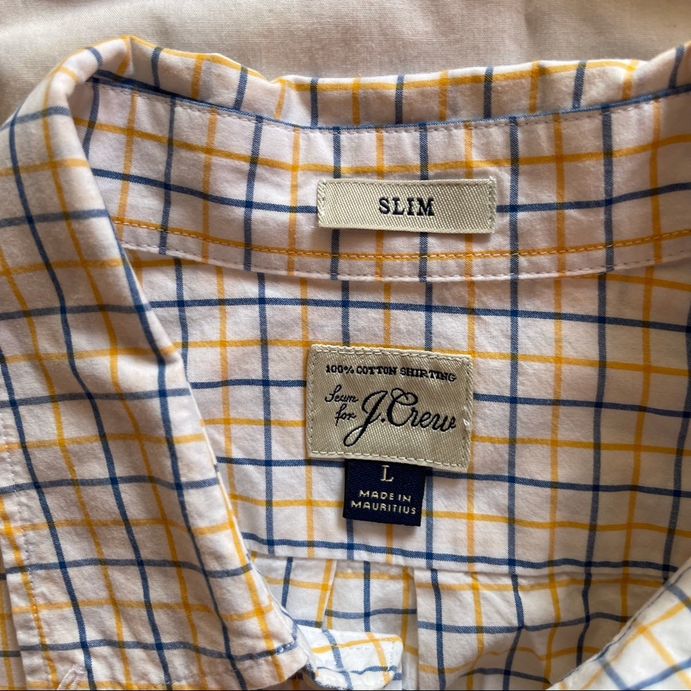 J. Crew Shirt Men’s Size L, Blue Yellow - Picture 10 of 13